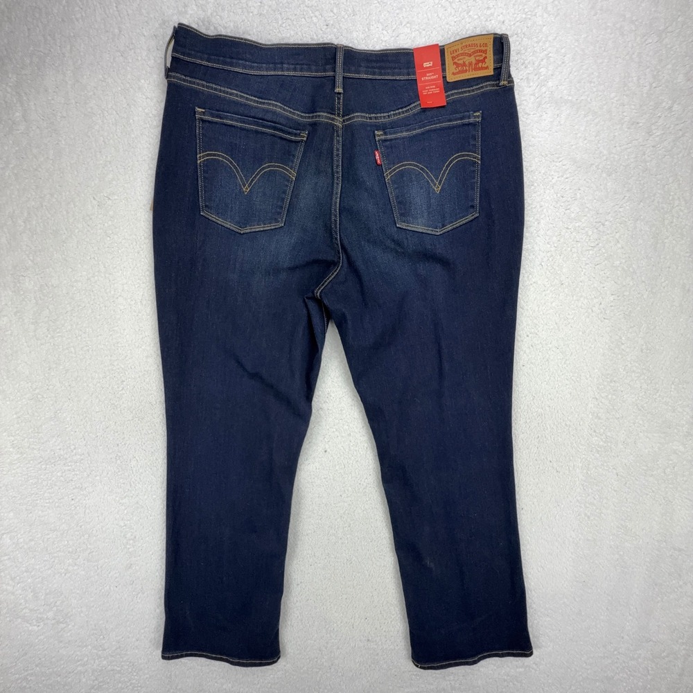 Levis 505 Straight Leg Jeans Womens 18S Dark Wash Mid Rise Blue Denim 15505-0145 - Picture 3 of 11